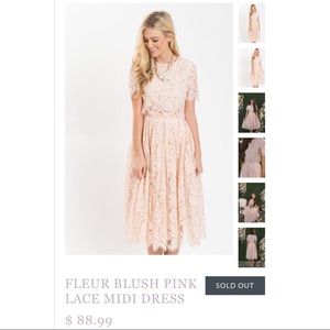 Morning Lavender Fleur Blush Pink midi dress